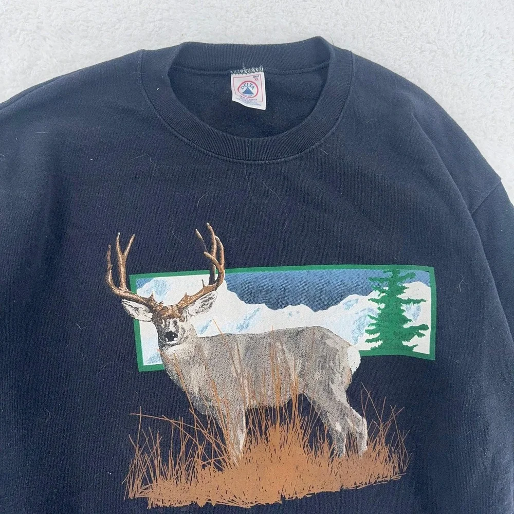 Vintage Deer Wildlife Sweatshirt Mens Large Nature‎ Crewneck Buck Outdoors 90s